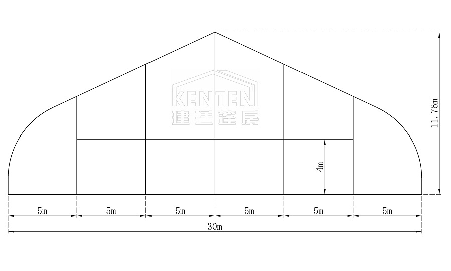 彎柱篷房結構圖